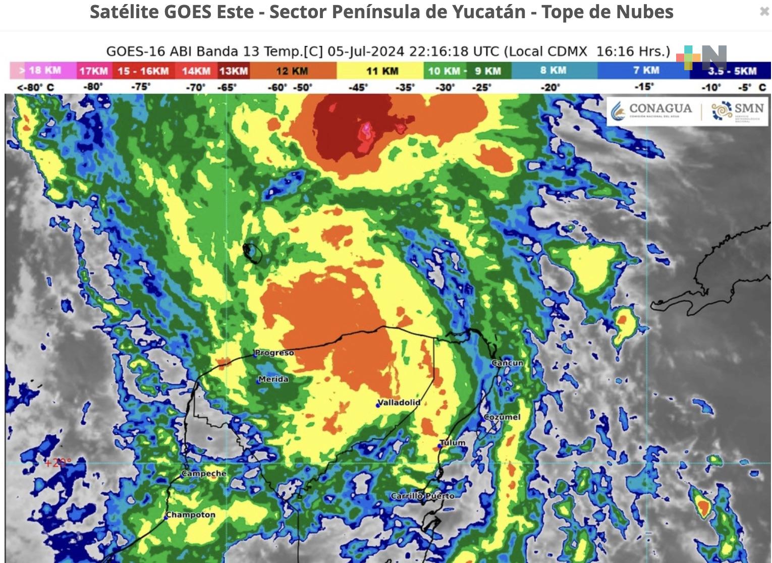 «Beryl» mantendrá lluvias torrenciales en  península de Yucatán y el sureste de México